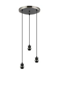 Jestero 38cm Round Suspension (FRAME ONLY), 3 Light E14, Satin Nickel / Satin Black