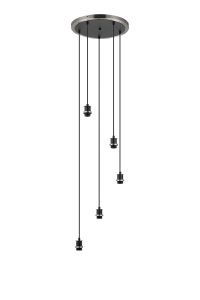 Jestero 40cm Round Suspension (FRAME ONLY), 5 Light E14, Satin Nickel / Satin Black