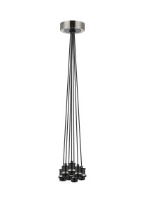 Jestero 18cm Round Cluster Suspension (FRAME ONLY), 7 Light E14, Satin Nickel / Satin Black