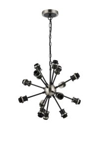 Jestero 54cm Pendant (FRAME ONLY), 14 Light E14, Satin Nickel / Satin Black