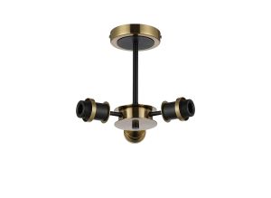 Jestero 29cm Semi Ceiling (FRAME ONLY), 3 Light E14, Brass / Satin Black