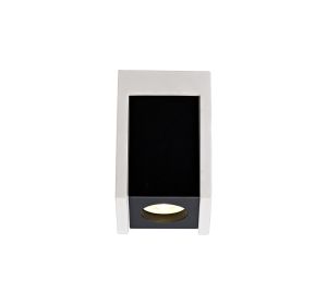 Castelmagno 1 Light Square Ceiling GU10, White Paintable Gypsum With Matt Black Cover