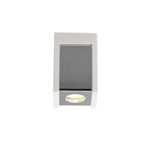 Castelmagno 1 Light Square Ceiling GU10, White Paintable Gypsum With Polished Chrome Cover