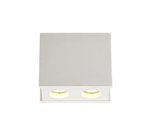 Castelmagno 2 Light Rectangular Ceiling GU10, White Paintable Gypsum With Matt White Cover