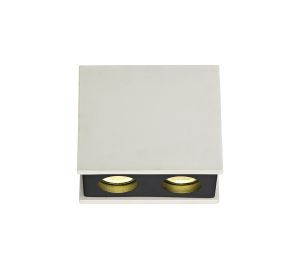 Castelmagno 2 Light Rectangular Ceiling GU10, White Paintable Gypsum With Matt Black Cover