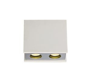Castelmagno 2 Light Rectangular Ceiling GU10, White Paintable Gypsum With Polished Chrome Cover
