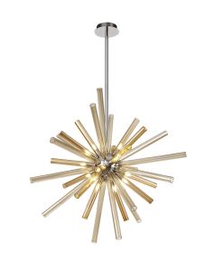 Cazzimperio Pendant 16 Light G9, Amber & Champagne/Polished Chrome