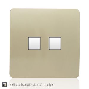Trendi, Artistic Modern Twin RJ11 Telephone Champagne Gold Finish, BRITISH MADE, (35mm Back Box Required), 5yrs Warranty