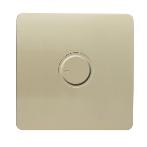 Trendi, Artistic Modern 1 Gang 1 Way Dimmer Switch, 200W (NOT LED) Champagne Gold Finish, BRITISH MADE, (35mm Back Box), 5yrs Wrnty