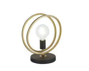 Clarus Double Ring Table Lamp, 1 Light E27, Matt Black / Painted Gold, G95/120 Lamp Recommended