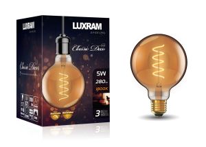 Classic Deco LED Globe 95mm/S E27 Dimmable 5W 1800K Extra Warm White, 280lm, Gold Finish, 3yrs Warranty