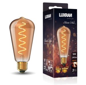 Classic Deco LED Rustica Tradition Tip/S ST64 E27 Dimmable 5W 1800K Extra Warm White, 280lm, Gold Finish, 3yrs Warranty