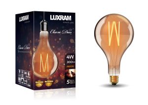 Classic Deco LED GLS Xl Pear Shaped A160 M Filament E27 Dimmable 8W 1800K Extra Warm White, 630lm, Gold Finish, 5yrs Warranty