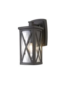 Cosaluna Down Criss Cross Wall Lamp, 1 x E27, IP54, Anthracite/Clear Glass, 2yrs Warranty