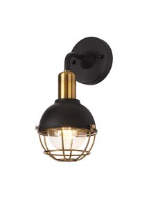 Crostata Wall Lamp, 1 Light E27, Sand Black/Brushed Bronze