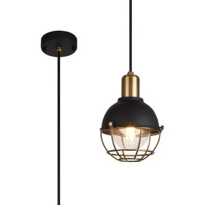 Crostata 15cm Pendant, 1 Light E27, Sand Black/Brushed Bronze