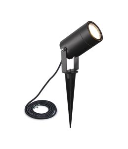 Datialessandro Spike/Wall Light, 1 x GU10, IP65, c/w 2m Cable, Black, 2yrs Warranty