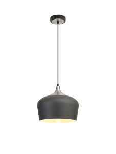 Hidra 29.5cm 30cm Pendant, 1 x E27, Anthracite/Satin Nickel