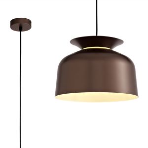Decotto 35cm Single Pendant, 1 Light Adjustable E27, Gloss Coffee