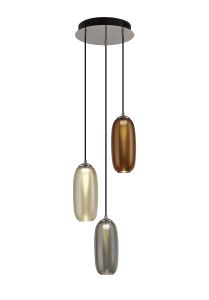 Drivemo 28cm Multiple Pendant, 3 x 6W LED, 4000K, 1620lm, Smoked, Copper & Champagne/Black, 3yrs Warranty