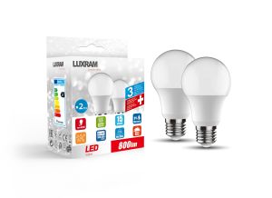 Duo-pack GLS E27 9W 800lm 3000K Warm White  3yrs Warranty