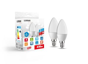 Duo-pack Candle E14 5W 470lm 3000K Warm White  3yrs Warranty