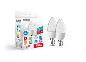 Duo-pack Candle E14 5W 470lm 4000K Natural  White 3yrs Warranty