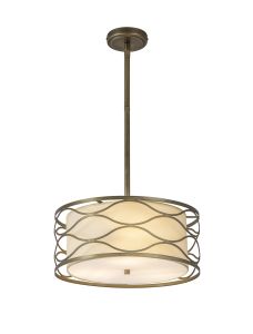 Bongio 61cm Pendant / Convertible To Semi Flush 5 Light E14 Aged Gold / Cream Fabric Shade