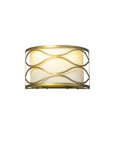 Bongio Wall Lamp 2 Light E14 Aged Gold / Cream Fabric Shade