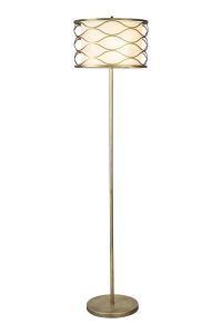 Bongio Floor Lamp 3 Light E14 Aged Gold / Cream Fabric Shade