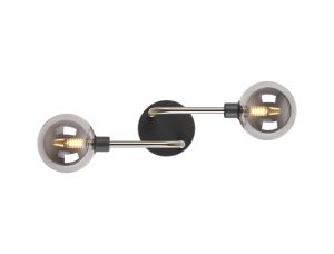 Filocaro Wall/Flush Light, 2 Light G9, Graphite / Satin Nickel / Smoke Glass