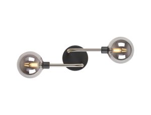 Filocaro Wall Lamp, 2 Light G9, Graphite / Satin Nickel / Smoke Glass