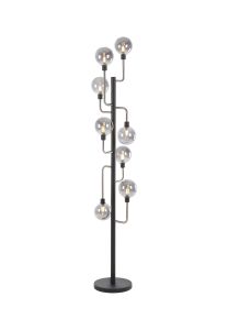 Filocaro Floor Lamp, 8 Light G9, Graphite / Satin Nickel / Smoke Glass