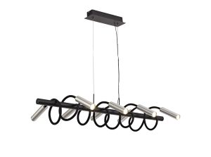 Focaccia Linear Pendant, 8 Light Adjustable Arms, 8 x 4W LED Dimmable, 3000K, 2000lm, Black/Aluminium, 3yrs Warranty