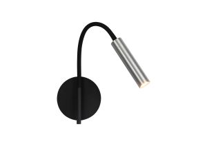 Focaccia Wall Lamp, 1 Light Adjustable Switched, 1 x 5W LED, 3000K, 311lm, Black/Aluminium, 3yrs Warranty