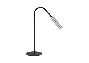 Focaccia Table Lamp, 1 Light Adjustable Switched, 1 x 7W LED, 3000K, 436lm, Black/Aluminium, 3yrs Warranty