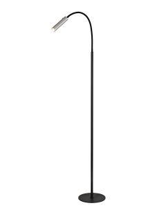 Focaccia Floor Lamp, 1 Light Adjustable Switched, 1 x 7W LED, 3000K, 436lm, Black/Aluminium, 3yrs Warranty