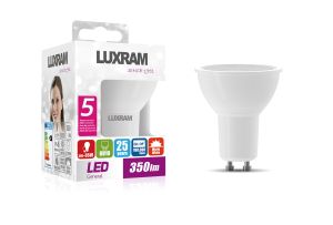 Focus LED GU10 5W Warm White 3000K, 350lm 100° SCOB, White Finish