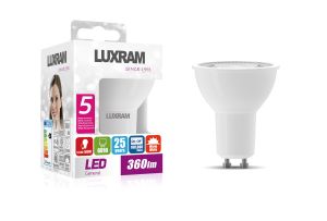 Focus LED GU10 Dimmable 5.5W Warm White 3000K, 360lm SCOB 36°, White Finish