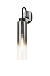 Formonix Single Switched Wall Lamp, 1 Light, E27, Black/Smoke Fade Glass