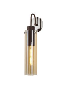 Formonix Single Switched Wall Lamp, 1 Light, E27, Mocha / Amber Glass