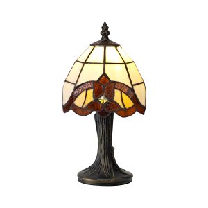 Fumomela Tiffany Table Lamp, 1 x E14, Cream/Amber/Clear Crystal Shade