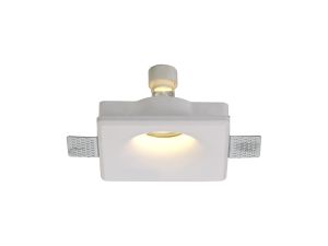 Gelato Square Deep Recessed Spotlight, 1 x GU10, White Paintable Gypsum, Cut Out: L:123mmxW:123mm