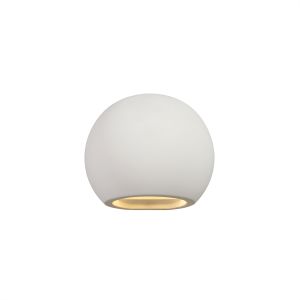 Gelato Round Ball Up & Down Wall Lamp, 1 x G9, White Paintable Gypsum