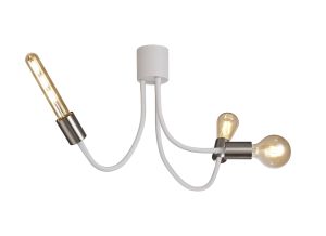 Giacomo Flexible Ceiling 3 Light E27 Satin White/Satin Nickel