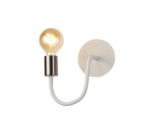 Giacomo Flexible Switched Wall Lamp, 1 Light E27 Satin White/Satin Nickel