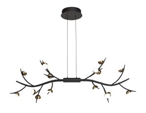 Giada 16 Light Linear Pendant, 16 x 3W LED, 3000K, 2640lm, Black/Antique Brass, 3yrs Warranty