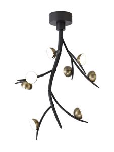 Giada 8 Light Ceiling Pendant, 8 x 3W LED, 3000K, 1320lm, Black/Antique Brass, 3yrs Warranty