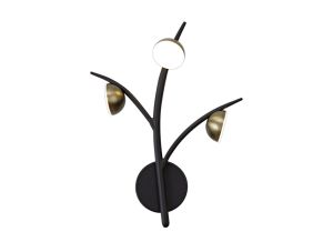 Giada 3 Light Wall Lamp, 3 x 3W LED, 3000K, 495lm, Black/Antique Brass, 3yrs Warranty