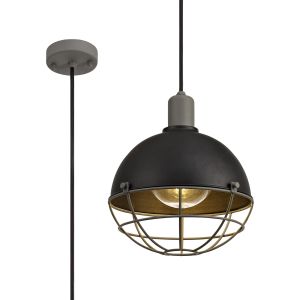 Giancarlo 25cm Pendant, 1 Light E27, IP65, Matt Black/Grey, 2yrs Warranty